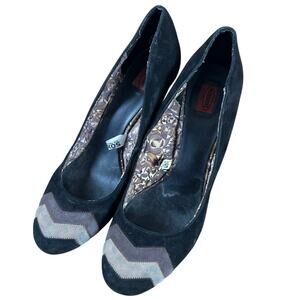 Missoni For Target Shoes Womens Size 5.5 Black Slip-On Suede Chevron Lined